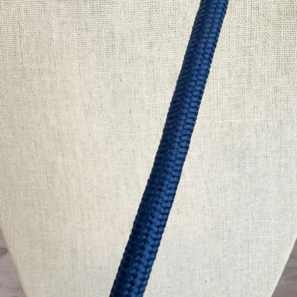 J Crew Nautical boho Rope Ball Wooden Bead Long Necklace Blue Orange Gold 30